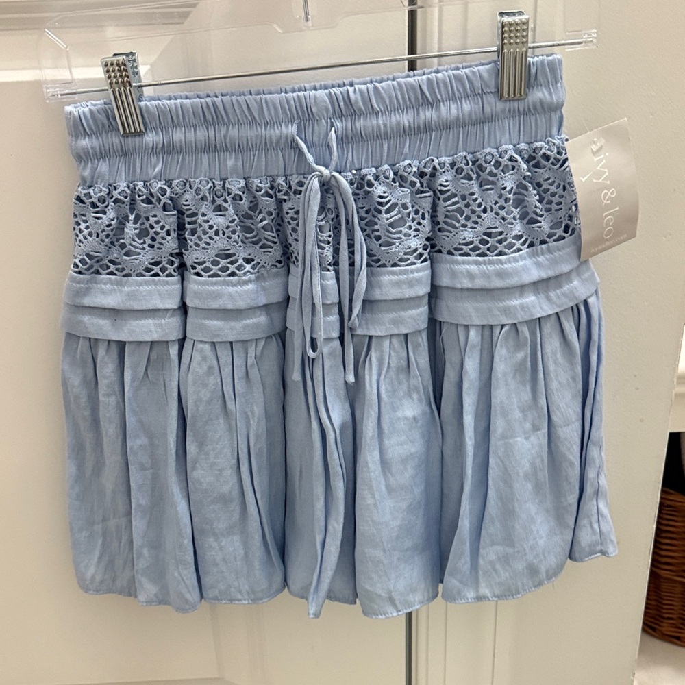 Ivy and Leo Light Blue Lace Skirt